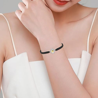 shajwo Sunflower Cremation Urn Bracelet for Ashes for Women | Adjustable Cremation Jewelry Braided Rope Memorial Bracelet - color: Gold