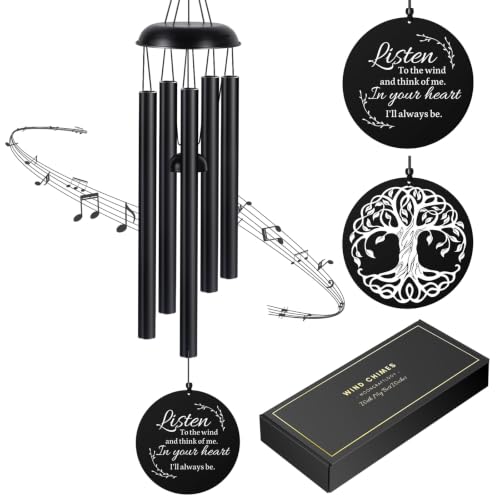 Sympathy Wind Chimes for Loss of Loved One, 39" Memorial Windchimes Outdoor - size: 39“-Black