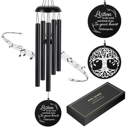 Sympathy Wind Chimes for Loss of Loved One, 39" Memorial Windchimes Outdoor - size: 39“-Black