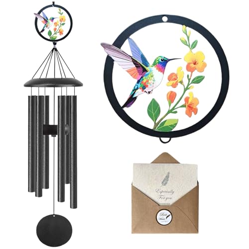 Hummingbird Wind Chimes for Outside - 50 Inches Long, 6 Thick Aluminum Tubes, Exquisite Hummingbird Design, Outdoor Hanging Decor for Garden, Porch, Hummingbird Gifts for Women, Mom, Grandma, Wife - color: 50" Hummingbird