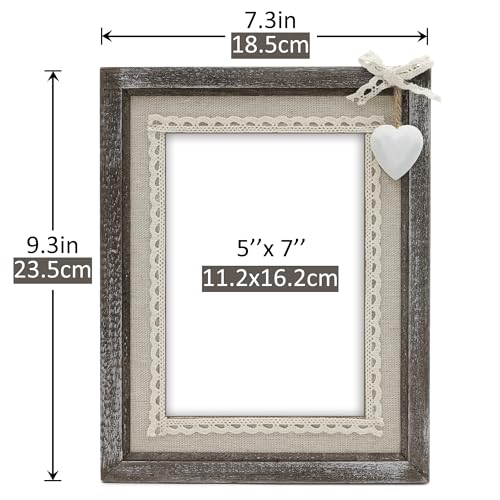 Sapowerntus 5x7 Rustic Picture Frames Wooden Farmhouse Heart Photo Frame - size: 5x7 in (single)
