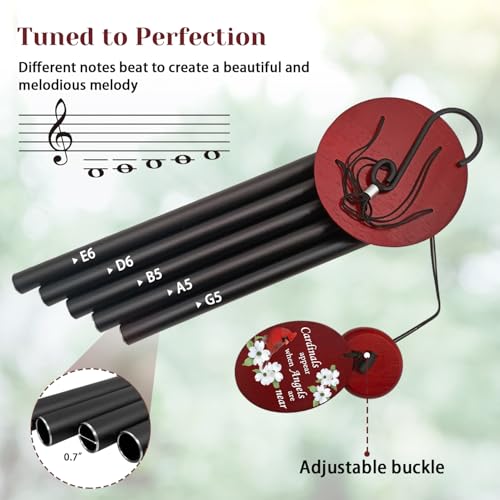 Windchime Cardinal Memorial Wind Chimes –Tuned Sympathy Wind Chime with “Cardinals Appear When Angels Are Near” Saying, Red Bird Wind Sail, Outdoor Garden Gift for Loss of Loved One, Mom, Grandma - color: Mom
