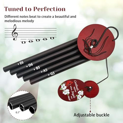 Windchime Cardinal Memorial Wind Chimes –Tuned Sympathy Wind Chime with “Cardinals Appear When Angels Are Near” Saying, Red Bird Wind Sail, Outdoor Garden Gift for Loss of Loved One, Mom, Grandma - color: Mom