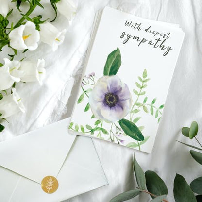 40 Pack 4x6 Floral Sympathy Cards with Envelopes Bulk | for Loss of Loved One, 4 Designs Thinking of You Cards Assortment with Sticker for Get Well, Condolence, Bereavement, All Age