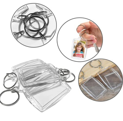 BetterJonny 20Pcs Acrylic Picture Keychain Blanks in Clear Acrylic Picture Frame Keyrings - color: Rectangle