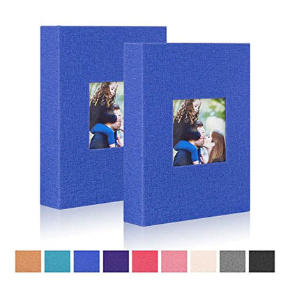 Ywlake Photo Album 4x6 100 Pockets 2 Packs, Small Mini Capacity Linen Photo Album Bulk Sets, Each Pack Holds 100 Top Loader Vertical Only Picture for Kids Boy Girls Blue - color: Blue, size: 100 Pockets/2PK