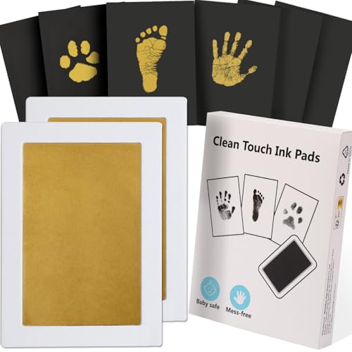 Baby Handprint and Footprint XL Size Kit,Baby Handprint Ink Pads,Gift - color: Gold