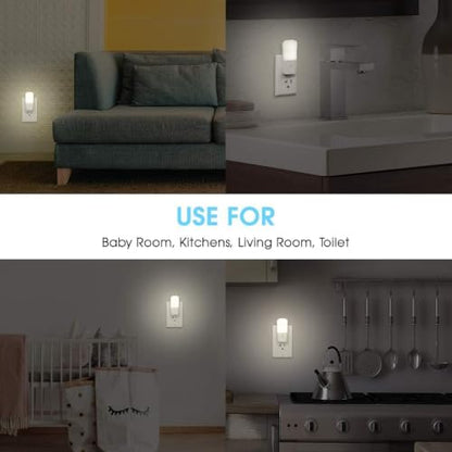 LOHAS-LED Dimmable Night Light[2 Pack], Night Lights Plug into Wall | Dusk to Dawn Sensor, Daylight 5000k from 5-80 LM Brightness Adjustable, Bright Mini Wall Nightlight for Kids Room, Stairway - color: White