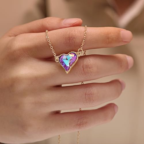 RZKING Golden Necklace for Women, Gifts for Best Friend Sister Mom Daughter - style: Colorful Heart