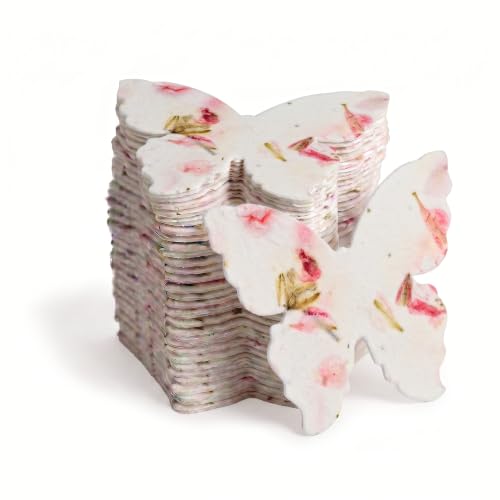 50 Large (2.85" h x 3" w) Garden Butterfly Gift Wrap Tags | Writable & Plantable Gift Tags Seed Paper, Mom's Gift for Birthday, Use for Wedding, Baby Shower, Party Favors, & DIY Crafts - color: Garden Butterfly, size: Large