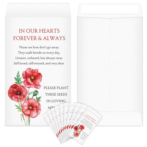 Fumete 120 Pack Memorial Seed Packets Funeral Favors, Poppy | Empty Envelopes for Guests, 3.9x2.4 in Kraft, Celebration of Life, Veterans Day Memorial, Funeral Seed Favors - style: Poppy
