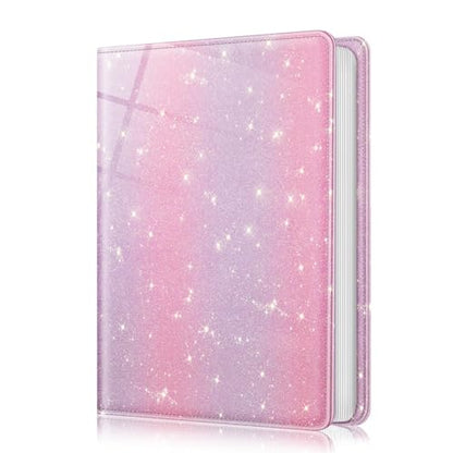 Fintie Photo Album 4x6 Photos - 112 Pockets Wallet Albums Memory Book | Vegan Leather Cover, 4X6 Picture Keepsakes, Family/Wedding/Travel Memory Book, Baby/Kids/Boys/Girls Gift, Glitter Purple/Pink - color: Glittering Purple/Pink
