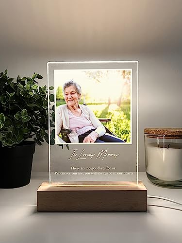 Custom Personalized Photo LED Picture Frame Sympathy Memorial In Loving Memory of Loved One Heaven Bereavement Remembrance Condolence Gifts for Loss of Mother Father Grandmother Grandfather Mom Dad