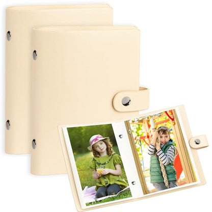 Ruibytree 2 Pack Small Photo Albums 4x6 Pictures, 104 Photos Total, Beige - color: Beige