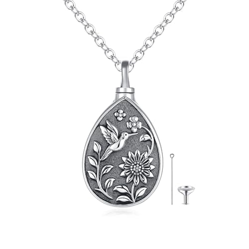 Flower Cute Animal Sterling Silver Pendant Urn Ashes Necklace for Women BF0709 - color: T1 *Hummingbird