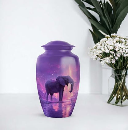 Elephant Cremation Urn for Ashes, Purple Keepsake Urn 10 Inch & 3 Inch - color: Elephant-2, size: combo-1