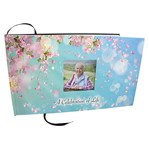 COMMEMORATIVE CREMATION URNS Along The Breeze Photo Funeral Guest Book for Memorial Service and Celebration of Life Guest Book for Memorial Service - Beautiful & Vibrant Sign in Book for Funeral - color: Along the Breeze