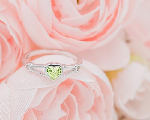 Precious Pieces Heart Birthstone Ring, 925 Sterling Silver | Available in all 12 simulated birthstones for babies, little girls & pinky rings. A meaningful birthday keepsake. - color: 08-August Size 2