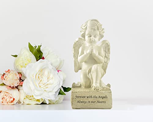 Memorial Angel Statue, 6.5 Inch Resin Sympathy Cherub Remembrance Decor | Prayerful Accent For Graves, Gardens, Shelves And Tribute Spaces - size: 6.5