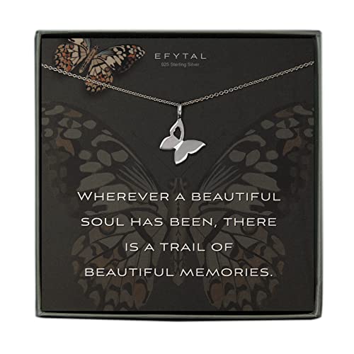 EFYTAL Sympathy Gifts for Loss of Loved One, 925 Sterling Silver Butterfly Memorial Necklace for Women, Bereavement Gift Ideas, Grief Miscarriage Gifts for Mothers