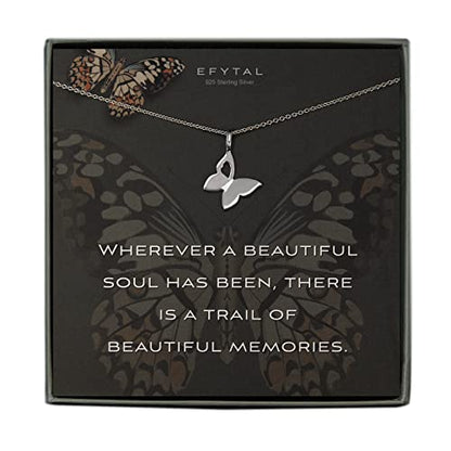 EFYTAL Sympathy Gifts for Loss of Loved One, 925 Sterling Silver Butterfly Memorial Necklace for Women, Bereavement Gift Ideas, Grief Miscarriage Gifts for Mothers