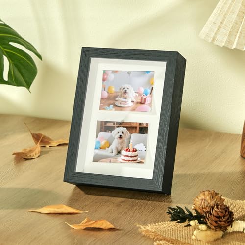 5x7 Small Shadow Box Frame with Shatterproof Clear Glass & Pins - color: Black+foam Back+foam Packaging, size: 5x7