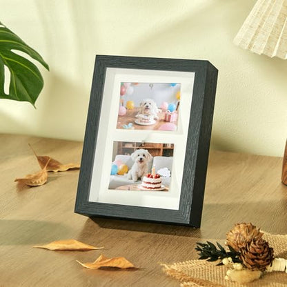 5x7 Small Shadow Box Frame with Shatterproof Clear Glass & Pins - color: Black+foam Back+foam Packaging, size: 5x7