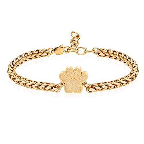 Urn for Ashes Bracelet, Dog/Cat Paw Print Bracelets Cremation Jewelry for Ashes Cute Animals Adjustable Memorial Keepsake Cremation Bracelets Jewelry Gifts for Women - color: Gold