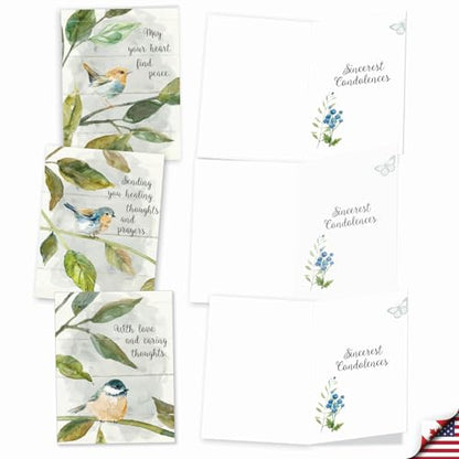 The Best Card Company - 10 Sympathy Note Cards with Envelopes (4 x 5.12 Inch) - Assorted Bereavement Greetings - Birds of Encouragement AM9144SMG-B1x10 - style: Birds of Encouragement