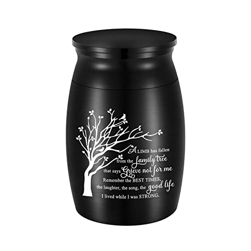 3 Inch Small Aluminum Mini Urn for Ashes - Tree of Life Design - Keepsake for Human Ashes Memorial Holder