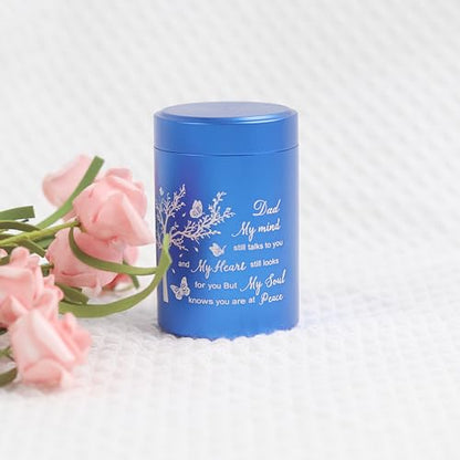3 Inch Small Urn for Human Ashes Aluminum Mini Cremation Small Keepsake Urn for Sharing Ashes Mini Urn-Dad Blue - size: Blue-Dad