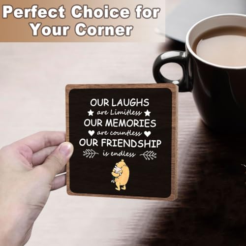 Winnie Friendship Gifts for Women, Heartwarming Quote Plaque Keepsake | Thank You Gift for Friends Sister Coworkers Bestie BFF, Wooden Sign for Home Office Desk, Appreciation Decorations - style: Friendship 01