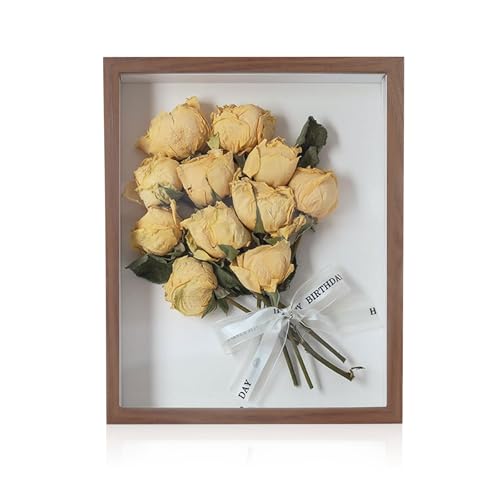 FuninCrea 8 x 10 Inch Shadow Box Frame, Wooden Shadow Boxes Display Cases Large 3D Box Frame for Tabletop Wall Hanging, Deep Shadow Box Memory Frame for DIY Crafts Photos Dry Flowers (Brown) - color: Brown