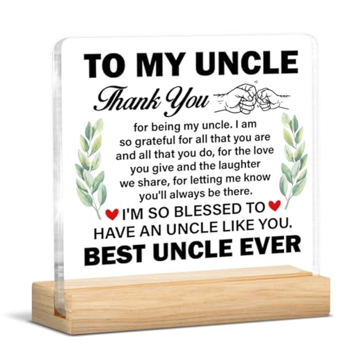 Uncle Gifts From Niece Nephew, Grateful Gifts for Uncle Fathers Day | to My Uncle Acrylic Plaque Sign with Wooden Stand Home Office Decor - color: c-to My Uncle