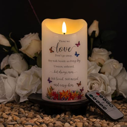 Flameless Memorial Candle, Real Wax LED Light with Remote Sympathy Bereavement Gifts for Loss of Loved One Sympathy Candles for Loss of Mother Father Mom Dad Son Remembrance Gifts (4" x 7") - color: Those We Love