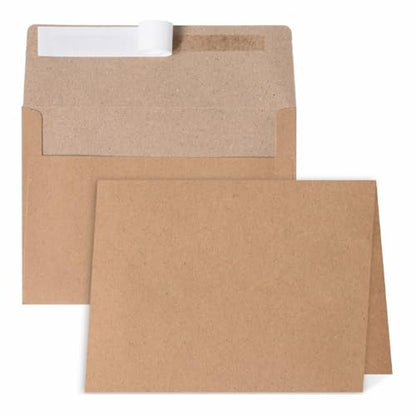 30 Sets A4 Cards & Envelopes 4x6, Kraft Blank Folded Cards Rustic Wedding - color: Kraft, size: 30 Pack A4 (4.72x6.50in) Cards and Envelopes