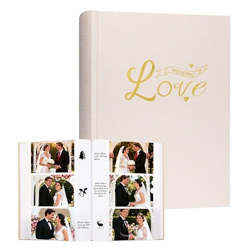 Photo Album 4x6 Wedding with Writing Space for 450 Photos Linen Cover Hardcover Horizontal, 4 x 6 Photo Album Picture Book for Kids Travel Family Baby Pictures Beige - color: Khaki