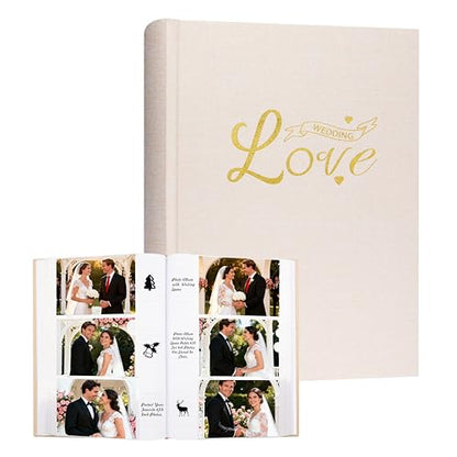 Photo Album 4x6 Wedding with Writing Space for 450 Photos Linen Cover Hardcover Horizontal, 4 x 6 Photo Album Picture Book for Kids Travel Family Baby Pictures Beige - color: Khaki