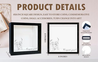 Black Graduation Shadow Box Frame with Slot, Congrats Grad Photo Frames, Memorial Shadow Boxes Display Cases for Keepsakes, College Graduation Gifts and Decorations, 27 - size: congrats grad