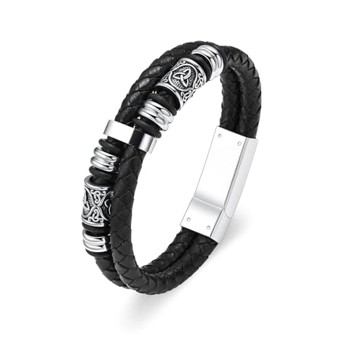 Minicremation Viking Thor's Hammer Cremation Urn Bracelet for Ashes for Men Braided Genuine Leather Urn Bracelet for Human Memorial Keepsake Gift - color: Silver, size: 24cm/9.44"