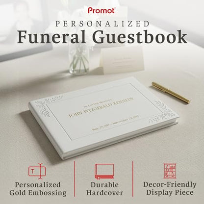 Promot Funeral Guestbook - Guestbook for Funeral Celebration (White) - color: White