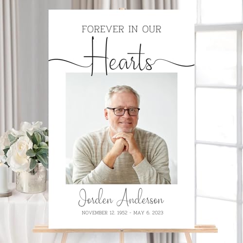 Custom Celebration of Life Welcome Sign with Photo for Memorial Funeral 6 | Personalized Minimalist In Loving Memory yard sign. Weather-resistant corrugated plastic decor. Add custom photo, name, dates - color: Sign6