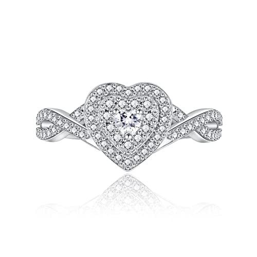 Sariel Teardrop Cremation Ring for Ashes - 925 Sterling Silver Urn Keepake Rings Memorial Jewelry for Women - color: Heart (White)