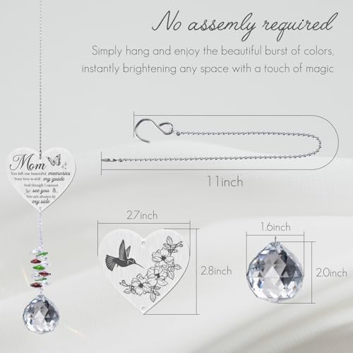 Mom in Heaven Memorial Crystal Suncatcher,Memorial Gifts for Loss of Mom,Loss of a Mother Sympathy Gifts,Hanging Crystals Ornament for Window Rainbow Maker Prisms Home Decor Gift - style: Mom