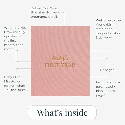 Duncan & Stone Baby Book First Year Memory Keepsake, Linen, Cream - color: Cream
