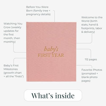 Duncan & Stone Baby Book First Year, Linen Memory Keepsake, Sage Green, 112 - color: Sage Green