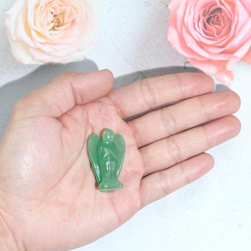 Small Guardian Angel Prayer Figurines Statue, Green Aventurine Crystals and Healing Stones Bereavement Sympathy for loss of loved one, Grief Gifts for Women, Faith Based Spiritual Gift for Cancer - color: Green