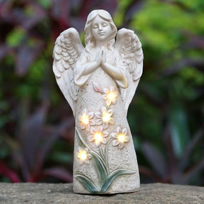 Garden Angel Statues Outdoor Decor 9.6 inches 6 LED Lights Solar - style: Angle 9.6in