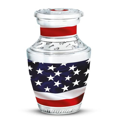 American Flag Urns for Human Ashes Adult Male & Female, Small Keepsake Urn for Human Ashes Adult Woman & Man, Mini Funeral Urns 3Inch - color: American Flag Urns