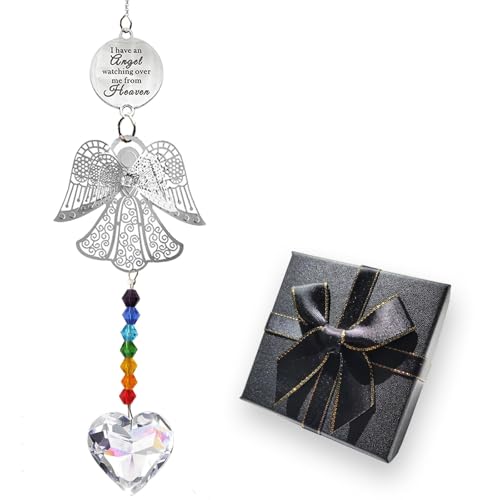 Sympathy Gifts for Loss of Loved One, Angel Bereavement Memorial Suncatcher for Loss of Mom, Dad, Husband, Grandparent Condolences Grief Remembrance Gift, Crystal Angel Memorial Ornament Rainbow Maker